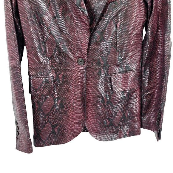 Zendaya Lambs Leather Blazer Jacket S Wine Snake 2019 Runway Limited Edition - Picture 8 of 11